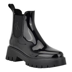 Calvin Klein Women's Wende Lug Sole Chelsea Rain Boots Black Size 11